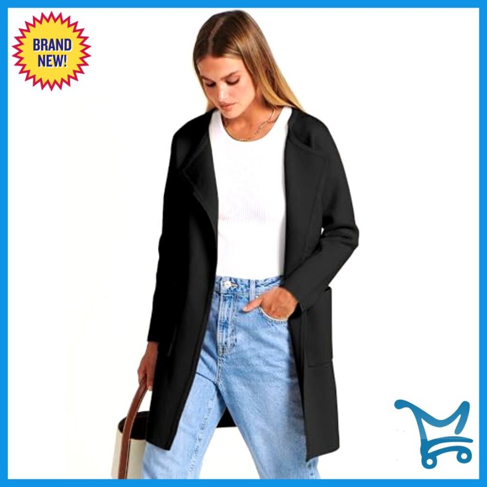 Open Front Knit Cardigan Sweater Coatigan Dressy Casual Jacket Classic Chic - Picture 2 of 7